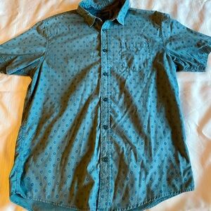 Blue Casual Button Down Shirt with Pattern